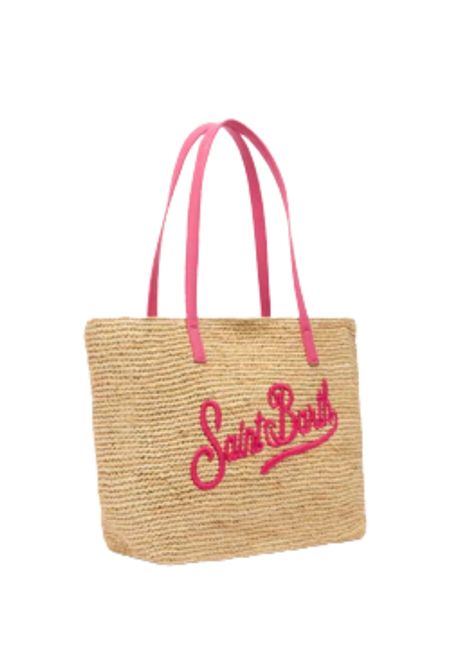 Rafia City Mid Bag beige con logo Saint Barth ricamato MC2 SAINT BARTH | RAFFIA CITY MID1177